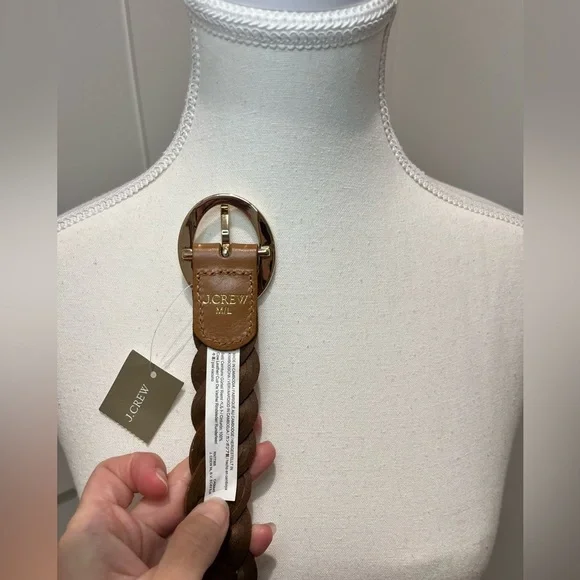 J. Crew Braided Italian leather Brown Belt with Gold Buckle CG072 $90 - Picture 8 of 9